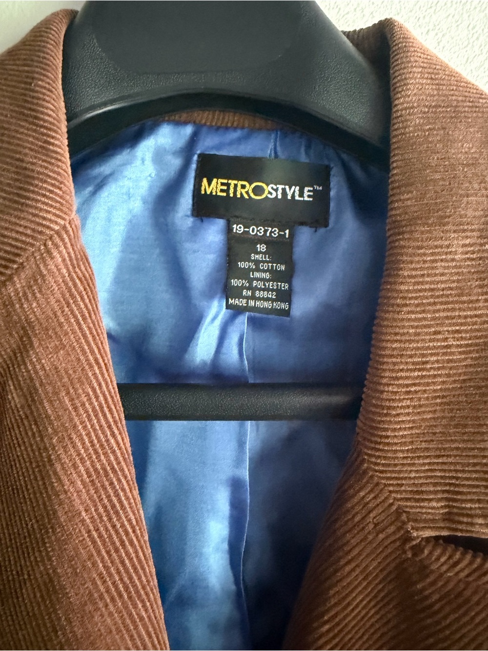 Metrostyle Brown Corduroy Jacket with Blue Lining - Picture 2 of 7